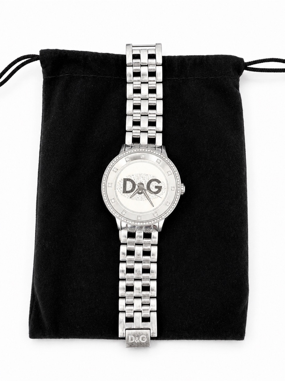 D&G Silver-Tone Logo Link Bracelet Watch